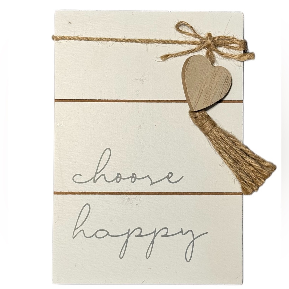 Wooden Wall Sign with Twine Heart Tassel